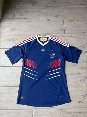 VINTAGE Y2K ADIDAS FRANCE 2009 2010 HOME FOOTBALL SHIRT RARE SOCCER JERSEY